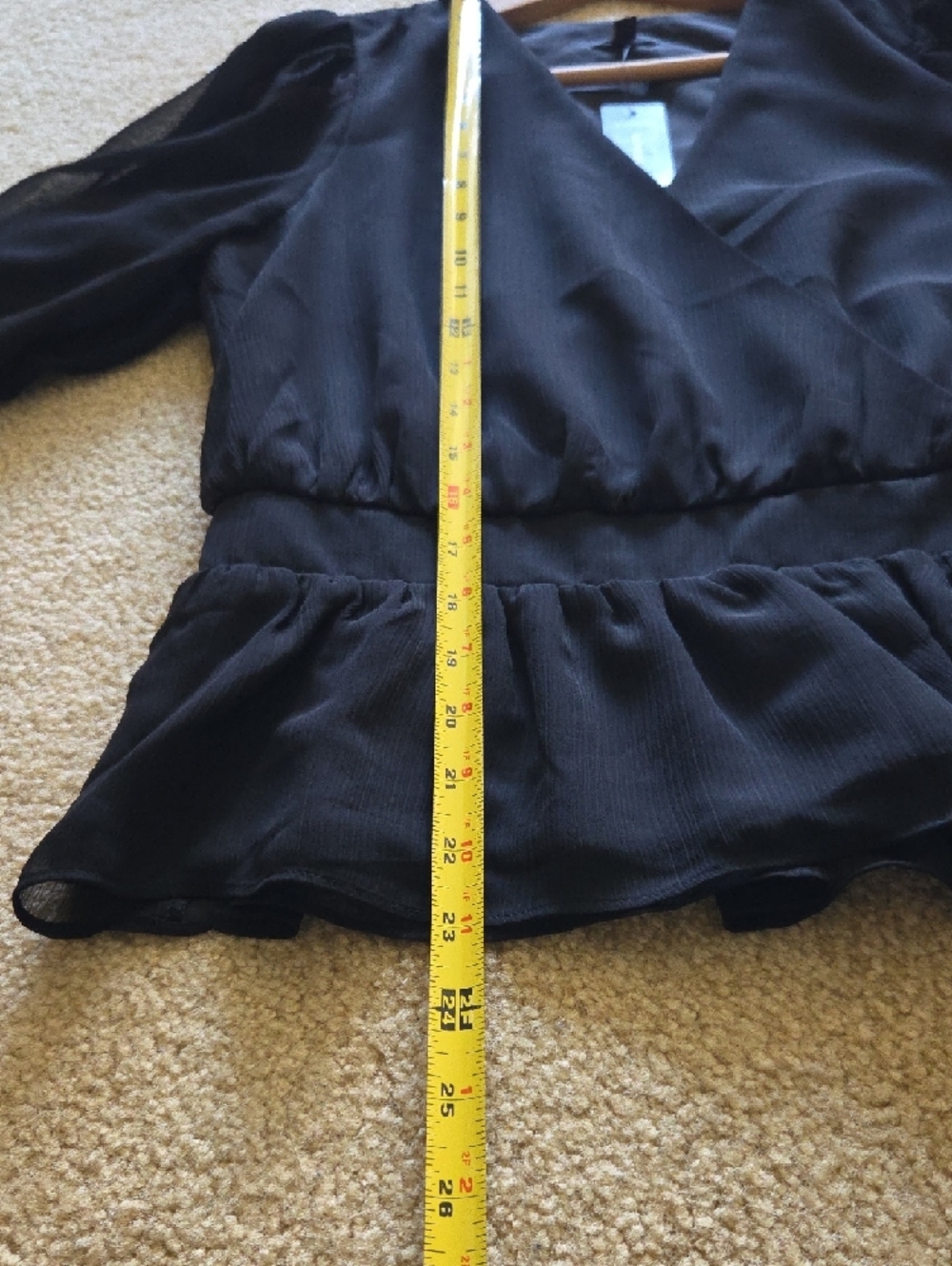Express Black Wrap Blouse with Smocked Cuffs Sz M NEW - Picture 11 of 14